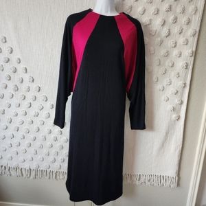 Vintage 80's Black and Fuchsia Batwing Dress